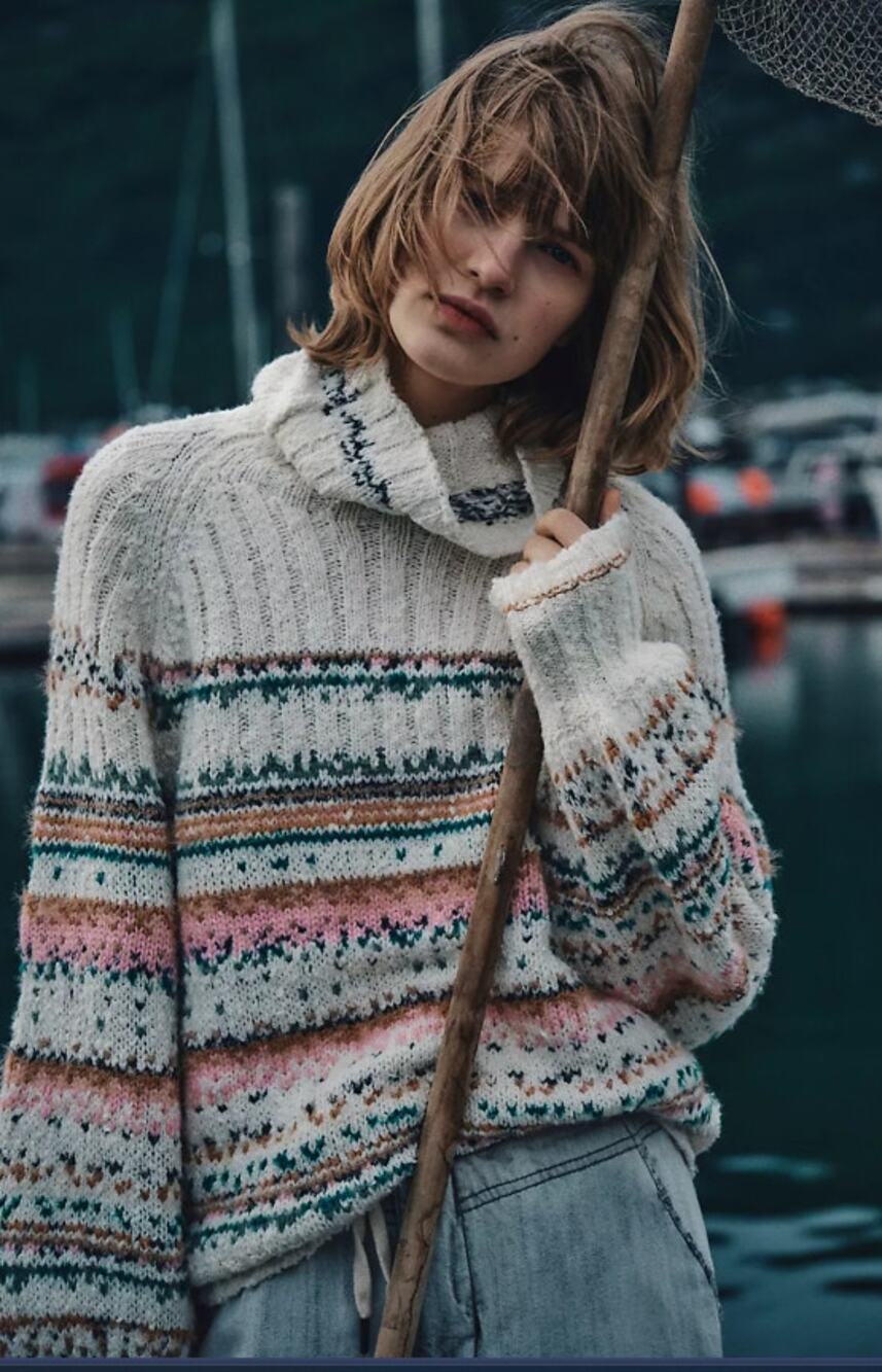 NWT Anthropologie Pilcro Relaxed Striped Turtleneck Sweater - Size XL